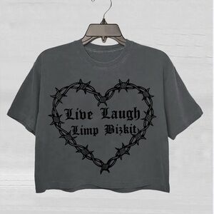 Live laugh limo bucket - Gray Graphic Tee with Heart Design